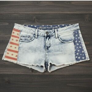 Blue Asphalt American‎ Flag Micro Denim Shorts Size 8 Cowgirl Americana Rodeo